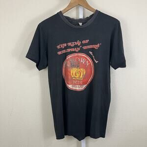 Vintage Crown Belize Beer T-Shirt Single Stitch Black Graphic Tee Size M/L